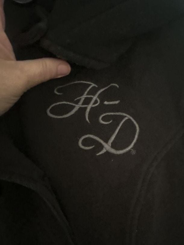 Harley-Davidson Pea Coat Size L Black Cotton Blend Hooded Jacket 12