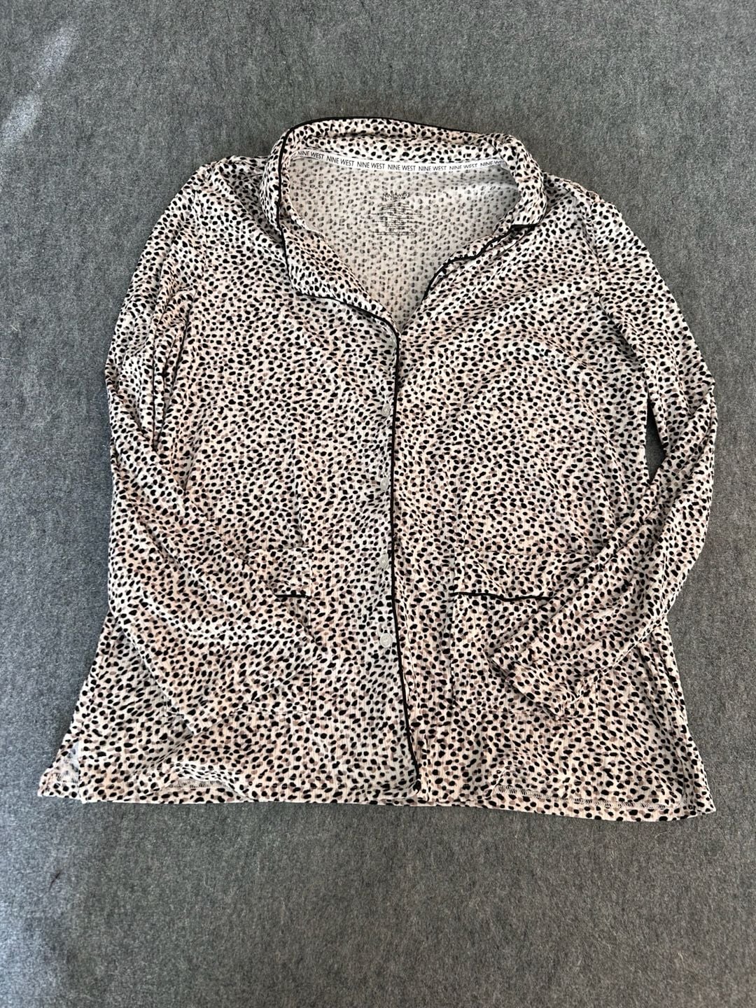 Nine West Leopard Print Pajama Set Size M Animal Print Loungewear 2