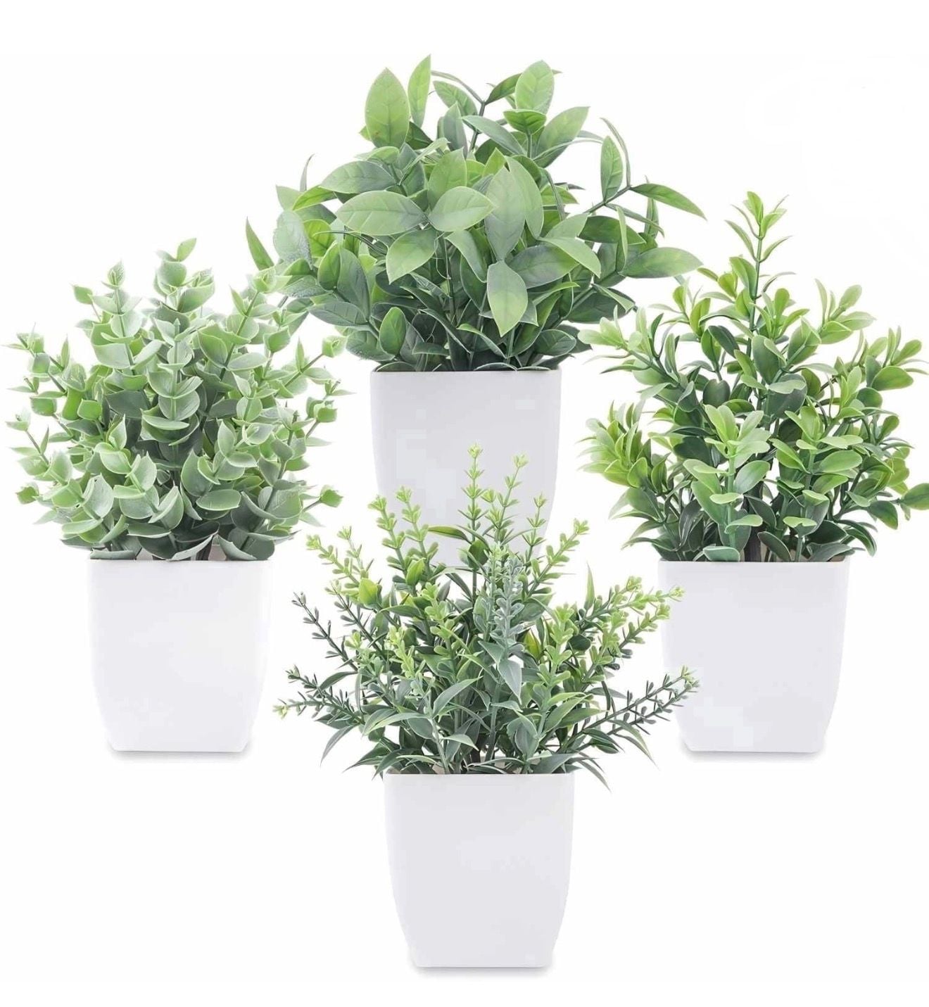 4 Pk of Mini Artificial Potted Plants Greenery Farmhouse Home Decor 1