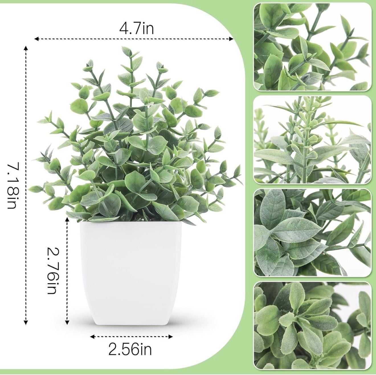 4 Pk of Mini Artificial Potted Plants Greenery Farmhouse Home Decor 2