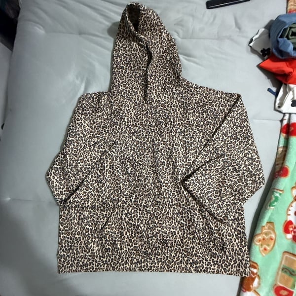 Leopard Print Hoodie Pullover Sweatshirt Brown