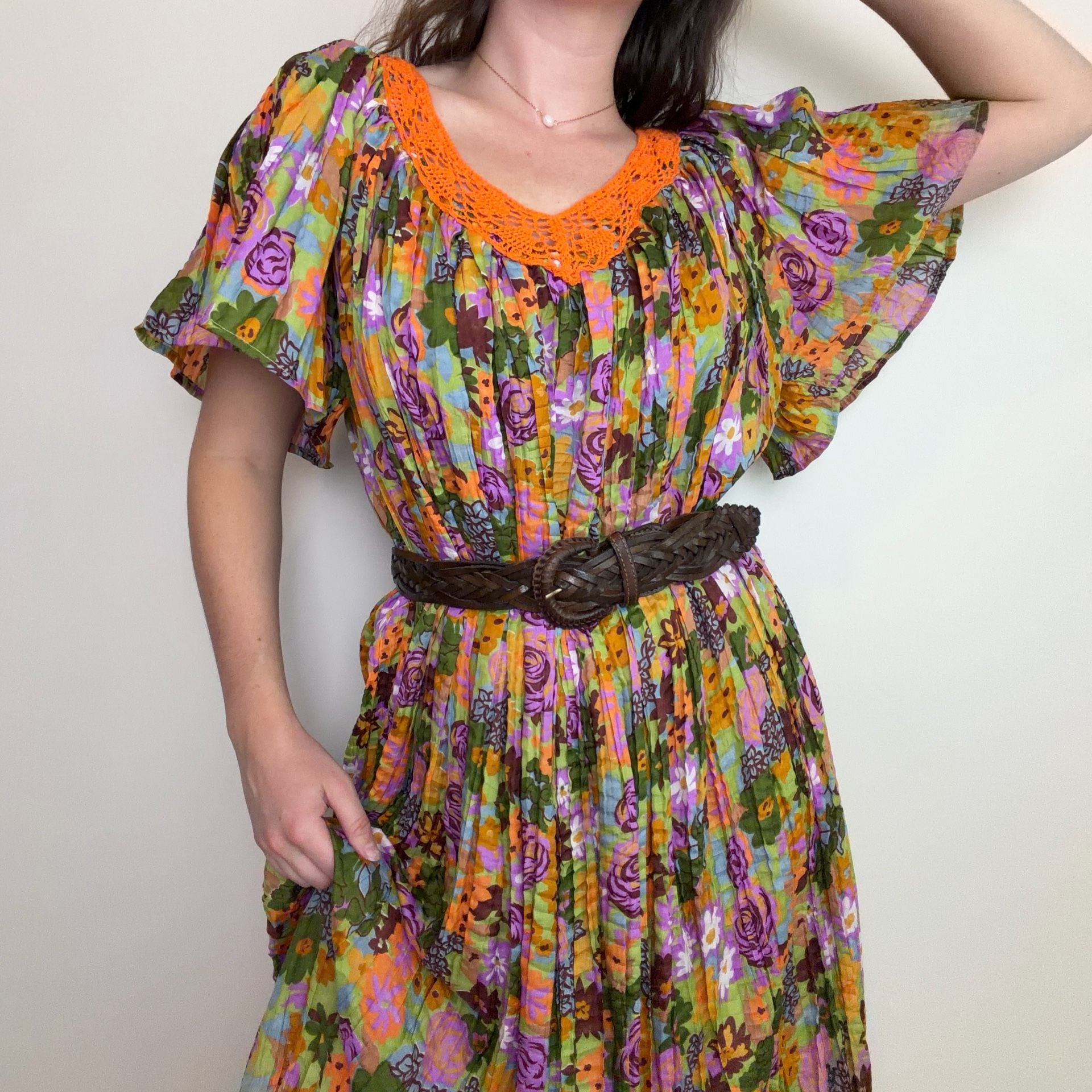 Vintage Groovy Floral Midi Dress 7