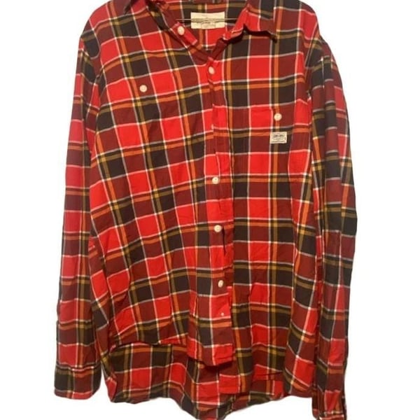 Denim & Supply Ralph Lauren Men's L Red Plaid Long Sleeve Flannel Work Shirt
