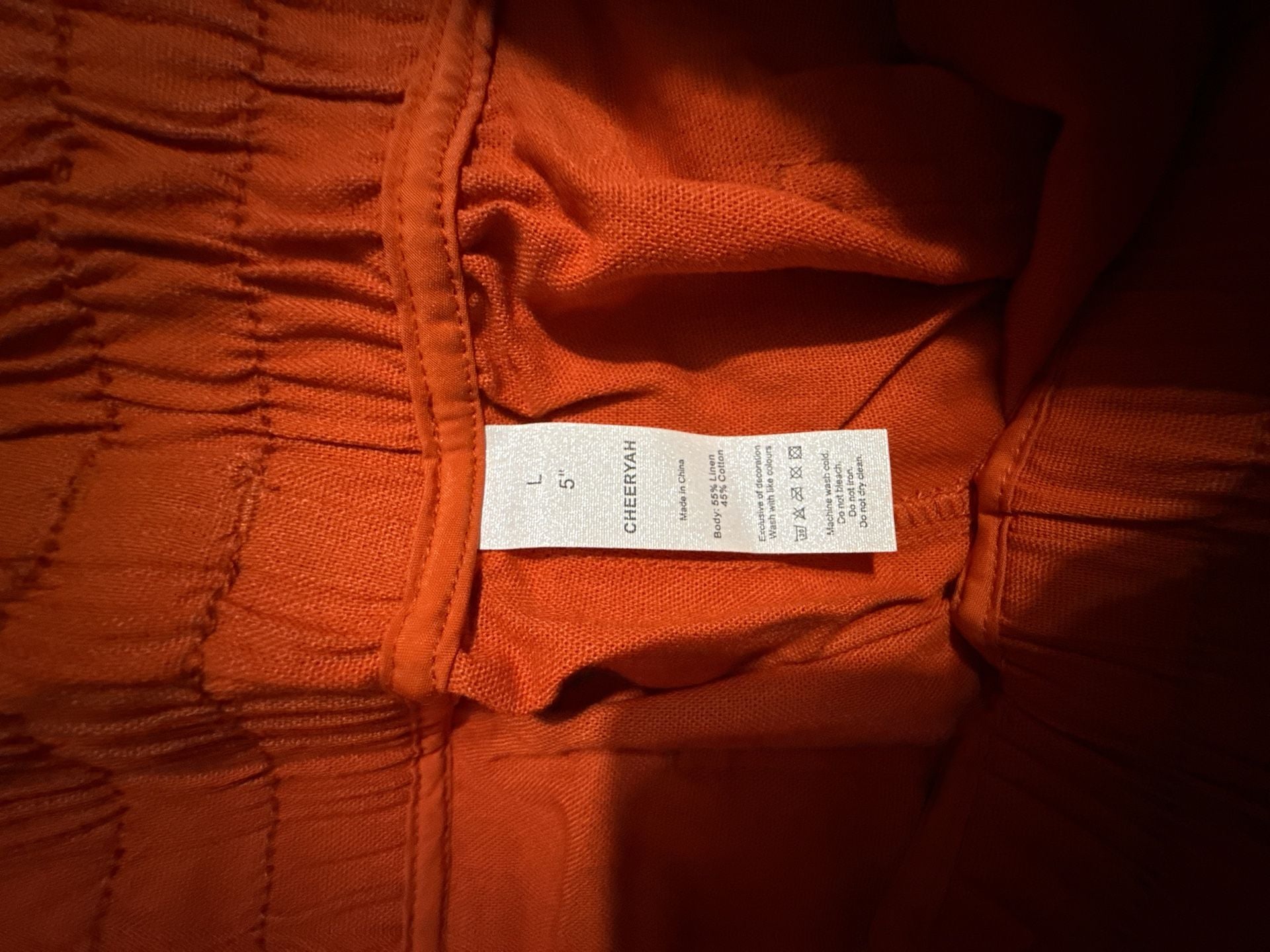 Cheeryah Linen Blend Shorts Size L 5 Orange Casual Pockets 4