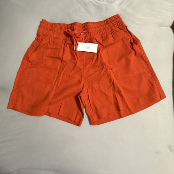 Cheeryah Linen Blend Shorts Size L 5 Orange Casual Pockets