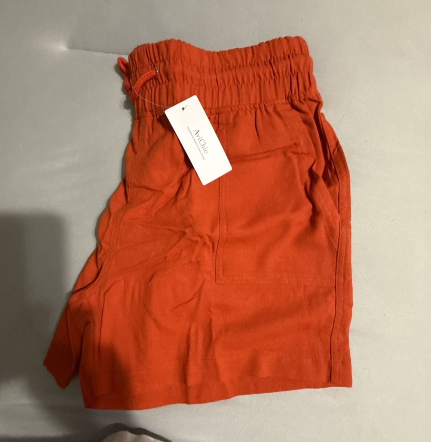 Cheeryah Linen Blend Shorts Size L 5 Orange Casual Pockets 3
