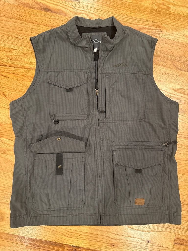 Eddie Bauer Vest Size XL-Tall Gray Travel Utility Fishing 2