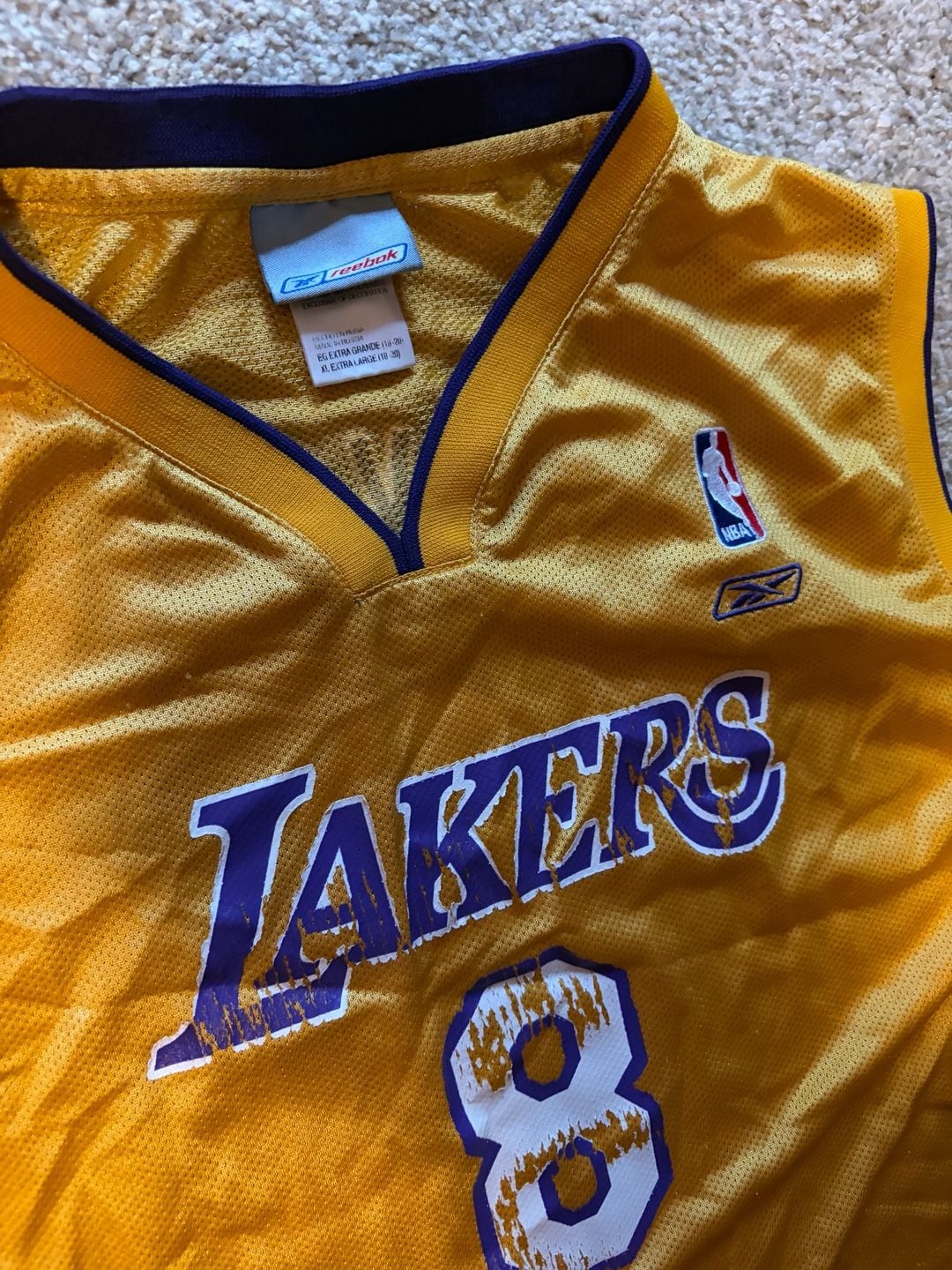 Reebok LA Lakers Kobe Bryant #8 Jersey XL Yellow 3