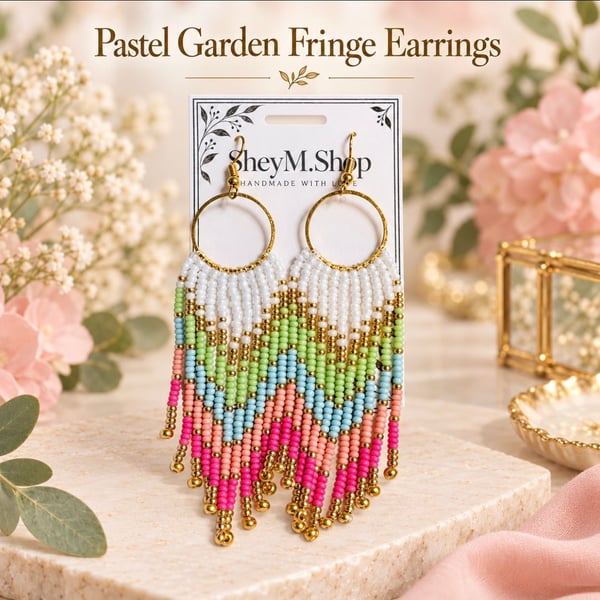 Handmade Pastel Garden Fringe Earrings