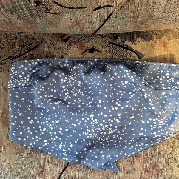 Blue and White Polka Bandeau Strapless Top