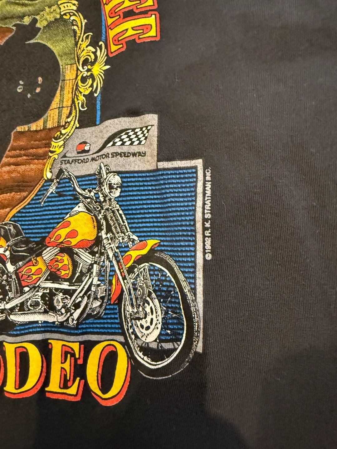 VINTAGE Stafford Springs Jamboree 1992 Biker Rodeo T-Shirt Size XXL Black 4