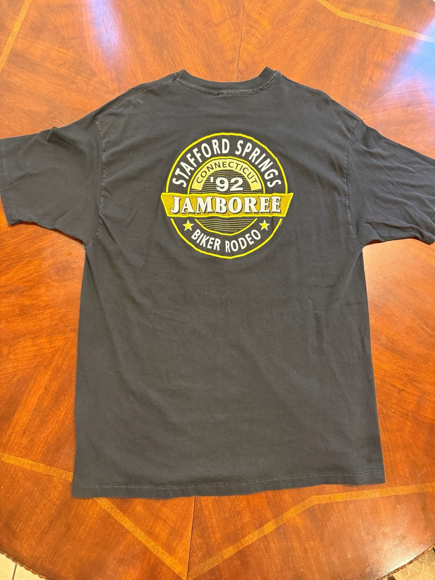 VINTAGE Stafford Springs Jamboree 1992 Biker Rodeo T-Shirt Size XXL Black 6