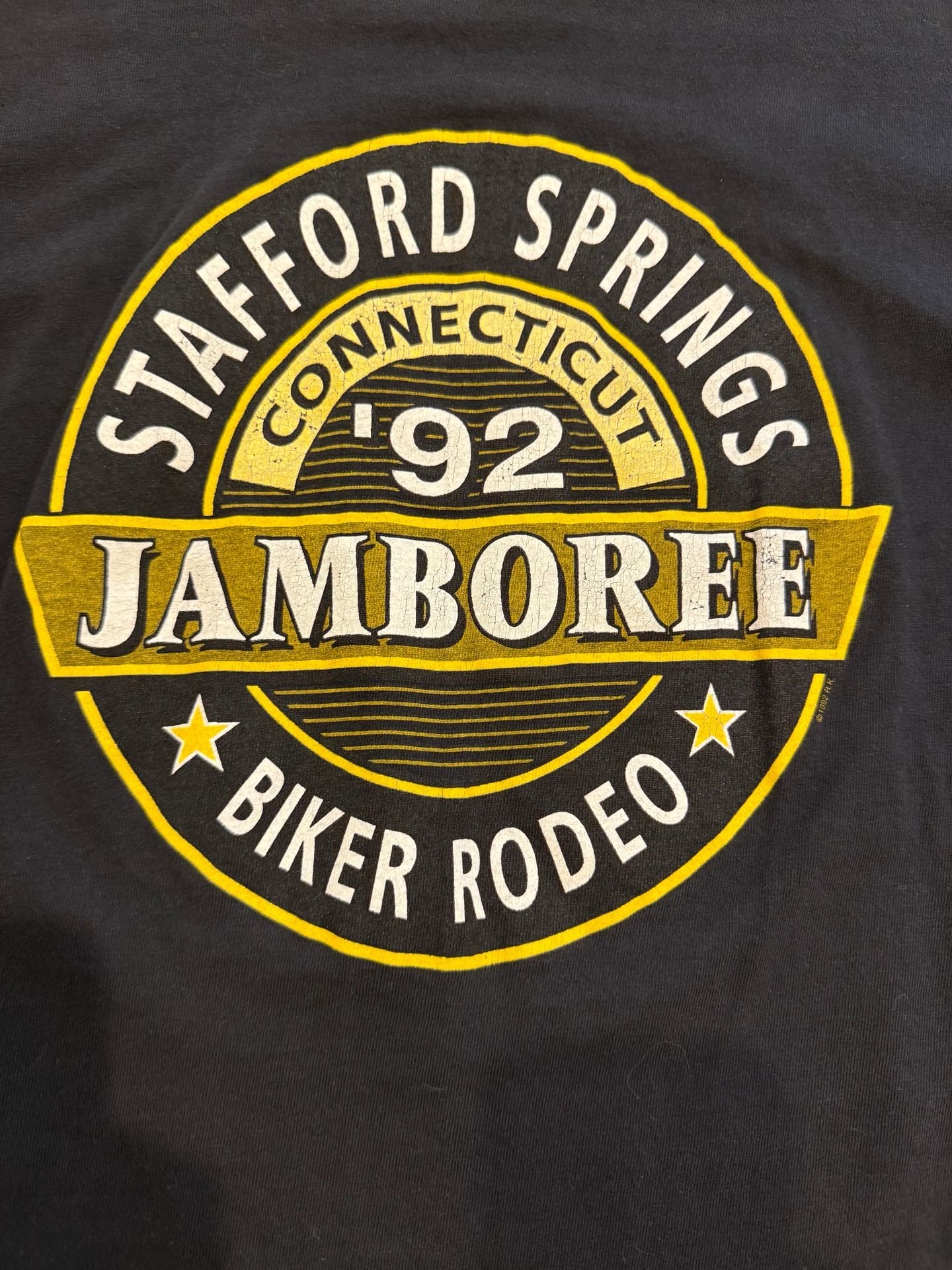VINTAGE Stafford Springs Jamboree 1992 Biker Rodeo T-Shirt Size XXL Black 7