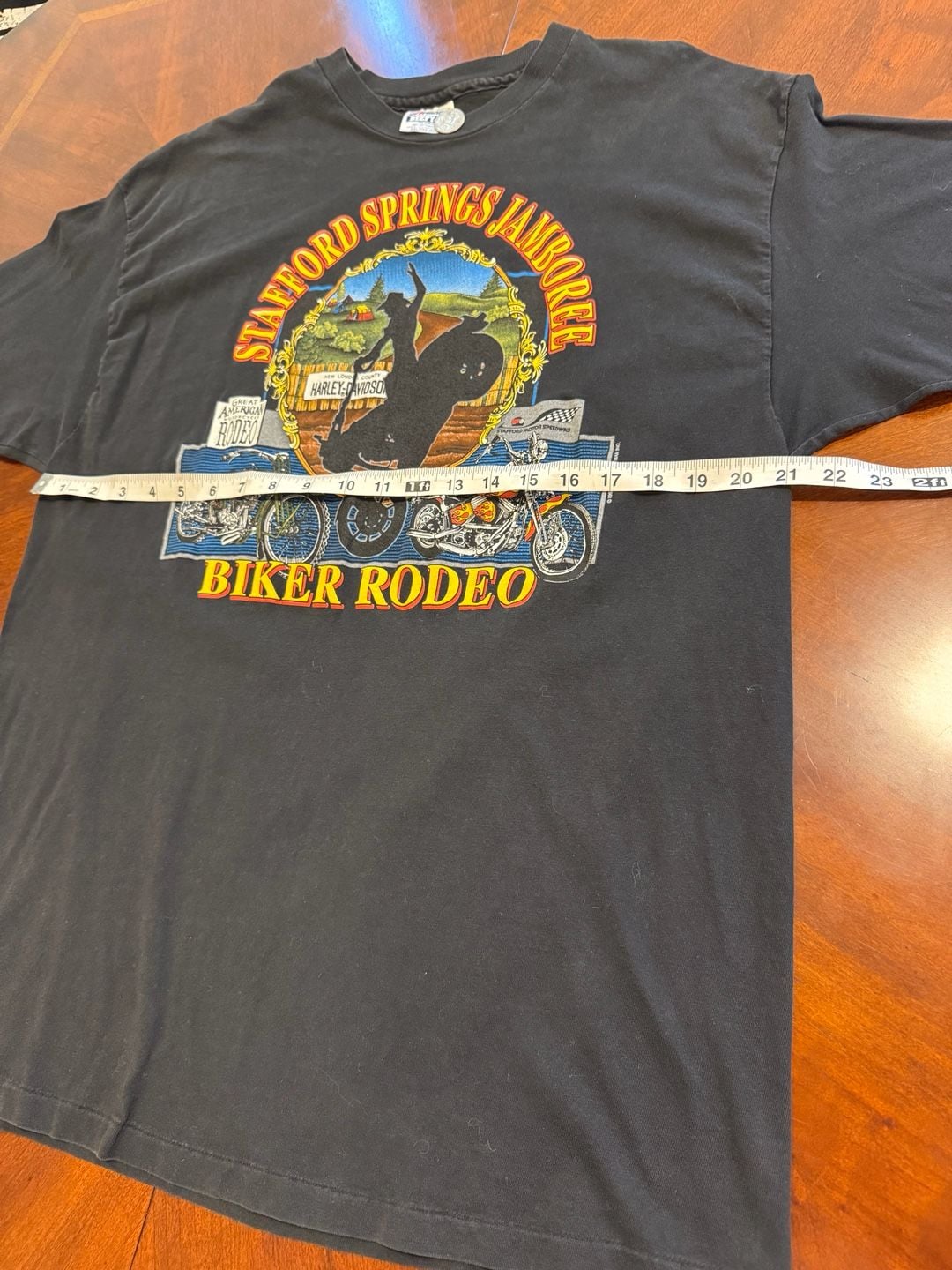 VINTAGE Stafford Springs Jamboree 1992 Biker Rodeo T-Shirt Size XXL Black 8