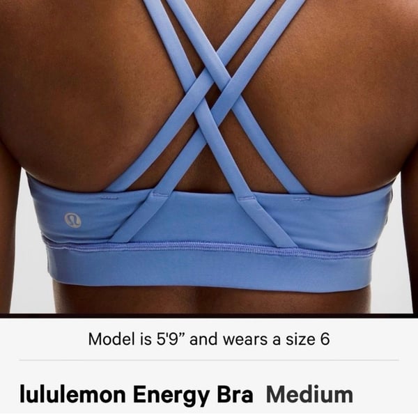 Lululemon Energy Bra Size 6 Blue Strappy Sports Bra