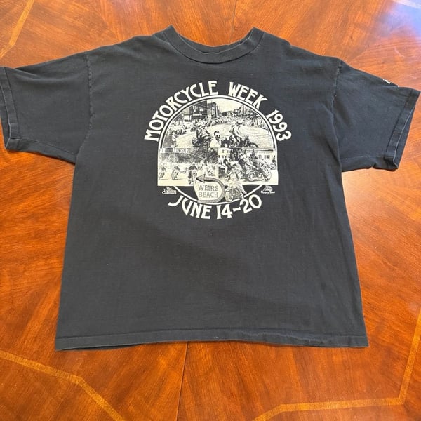 Anvil Motorcycle Week 1993 Weirs Beach Size XXL Black Graphic T-Shirt