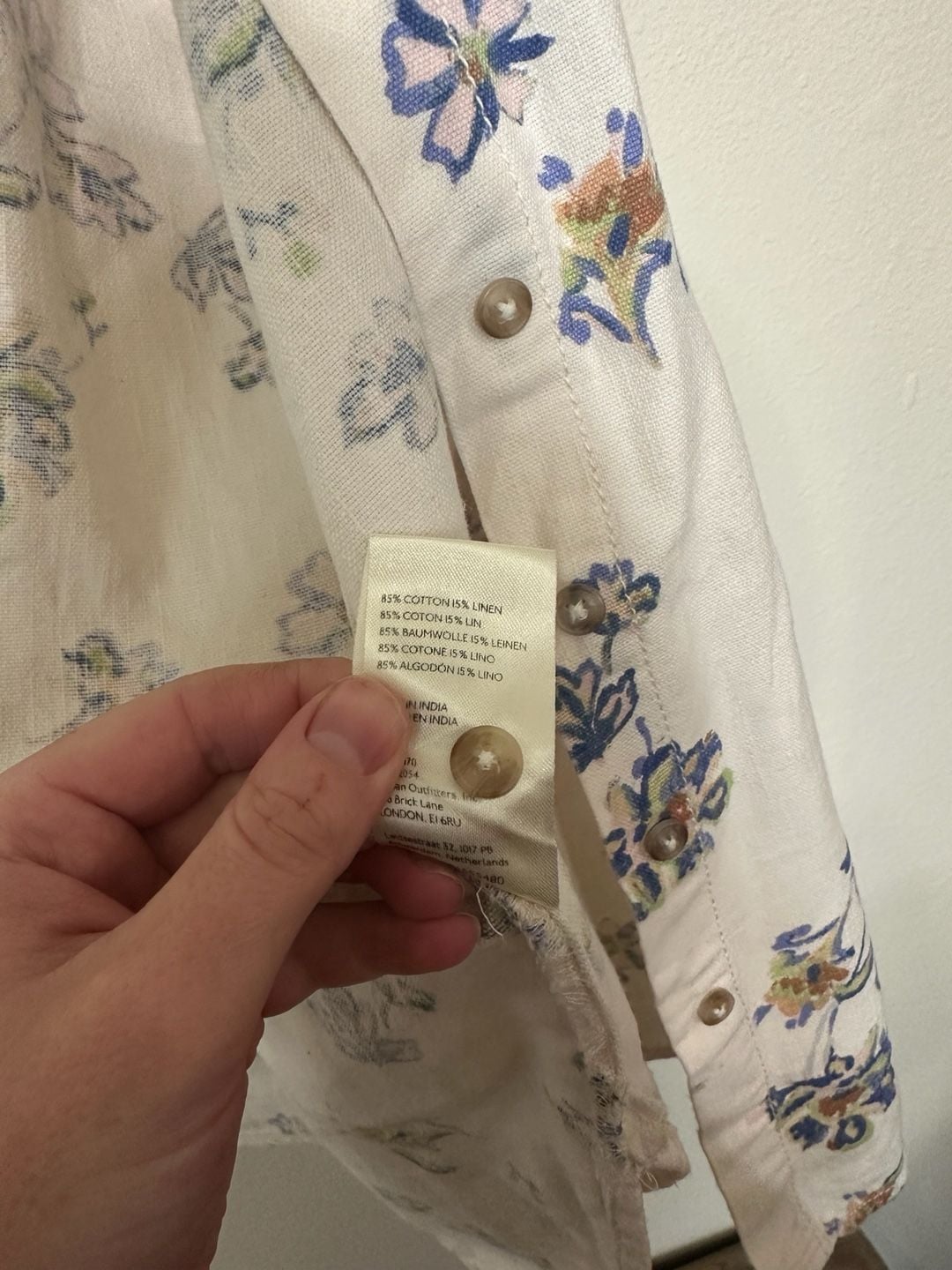 Anthropologie Pilcro Kailey Floral Linen Blend Button Down Shirt M Boho 8
