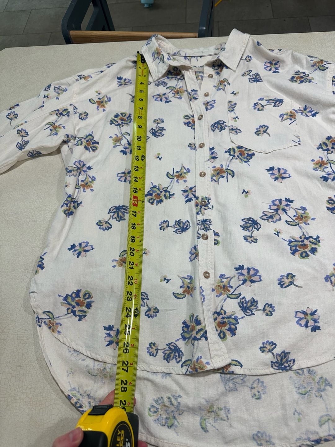 Anthropologie Pilcro Kailey Floral Linen Blend Button Down Shirt M Boho 9