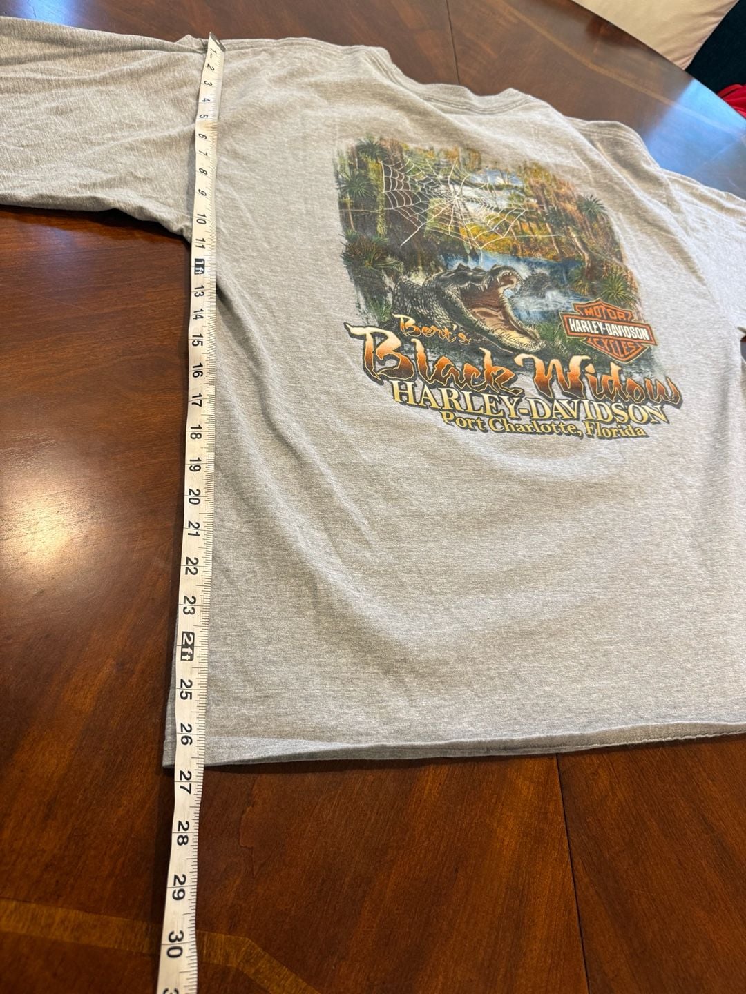 Harley-Davidson Bert's Black Widow Long Sleeve T-Shirt Size XL Grey 7