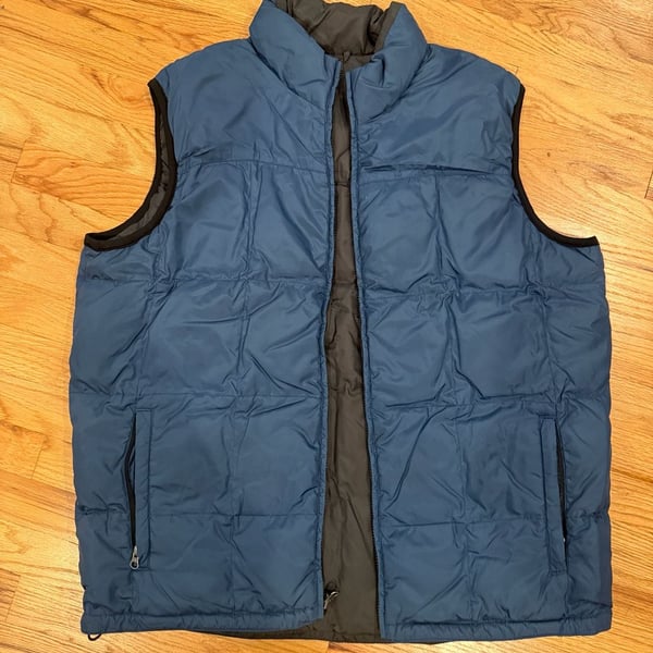 Eddie Bauer Down Vest Size L Tall Blue Goose Down Puffer