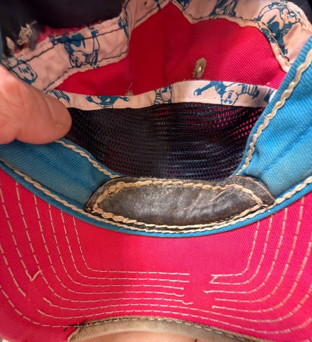 Y2 K VINTAGE True Religion Baseball Cap One Size Fits All Pink Grey Distressed Horseshoe 5