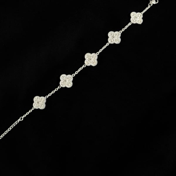 Trendy Clover Bracelet Stainless Steel Sparkly Crystal