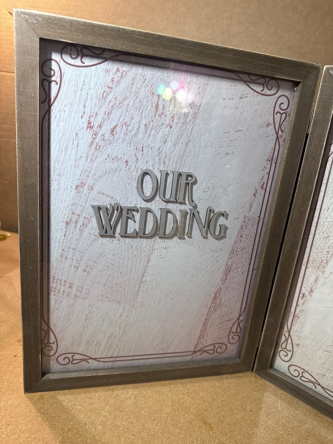Y&K Homish Our Wedding Double Hinged Photo Frame Rustic Gray 2