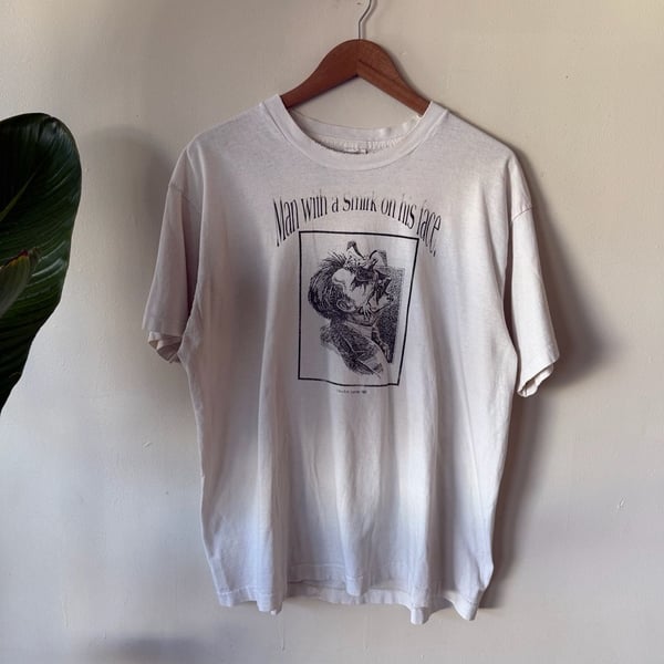 Fruit of the Loom Man With a Smirk on His Face T-Shirt Size XL White