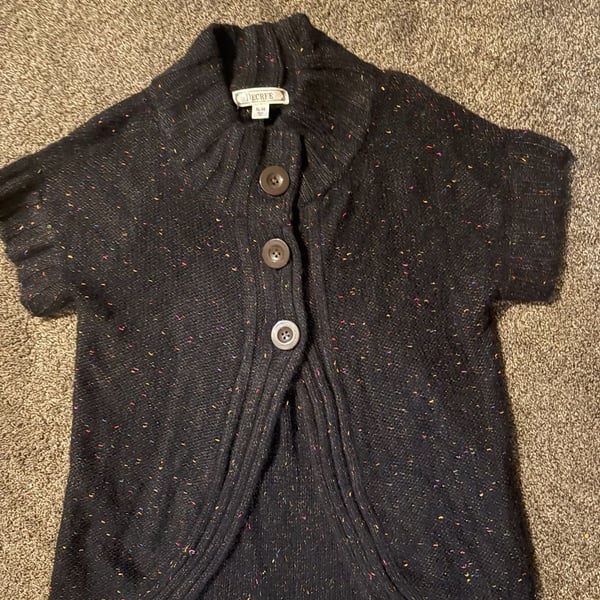 Decree Cardigan Sweater Size XL/XG Black Multicolor Speckled Short Sleeve