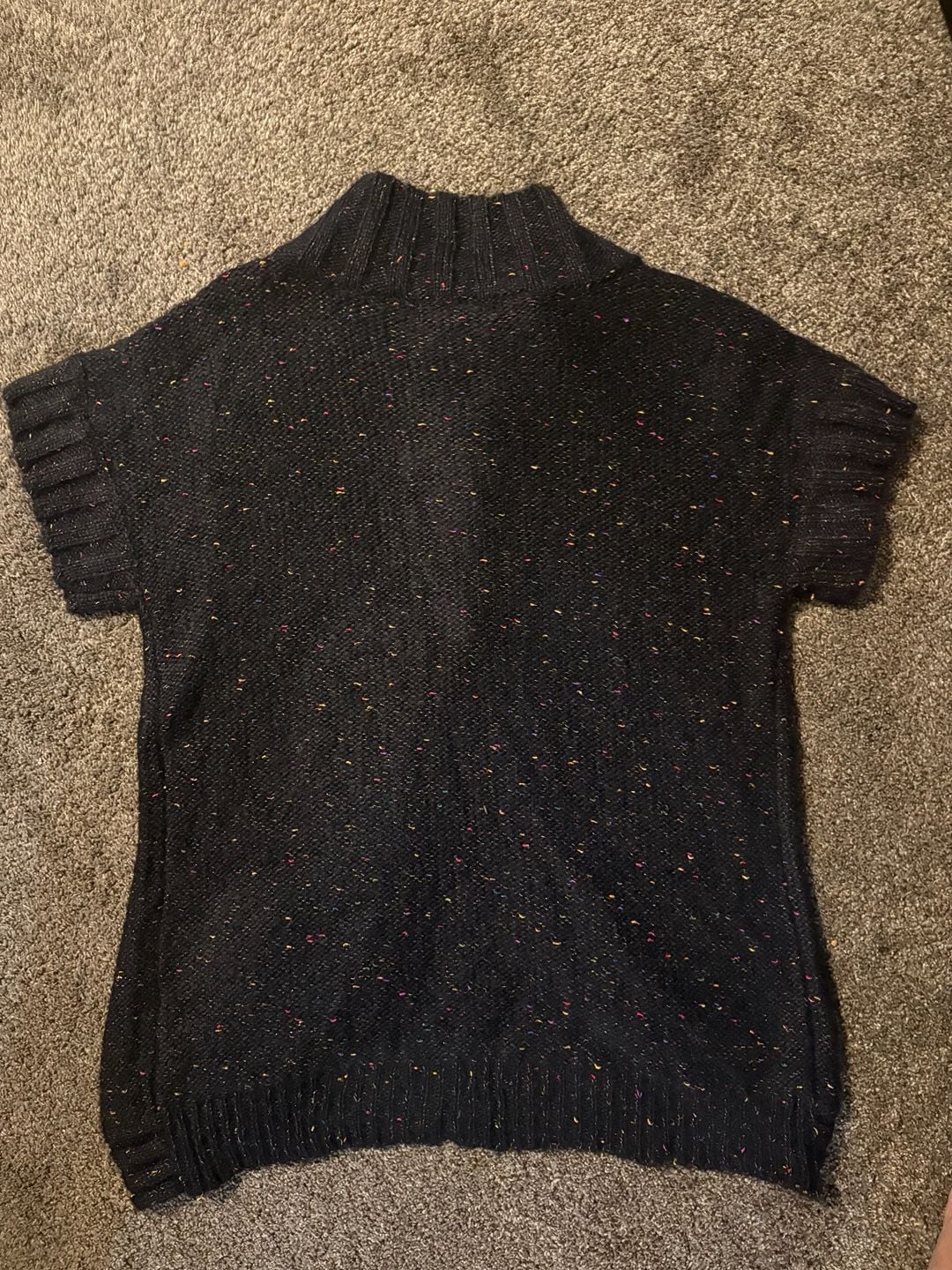 Decree Cardigan Sweater Size XL/XG Black Multicolor Speckled Short Sleeve 5