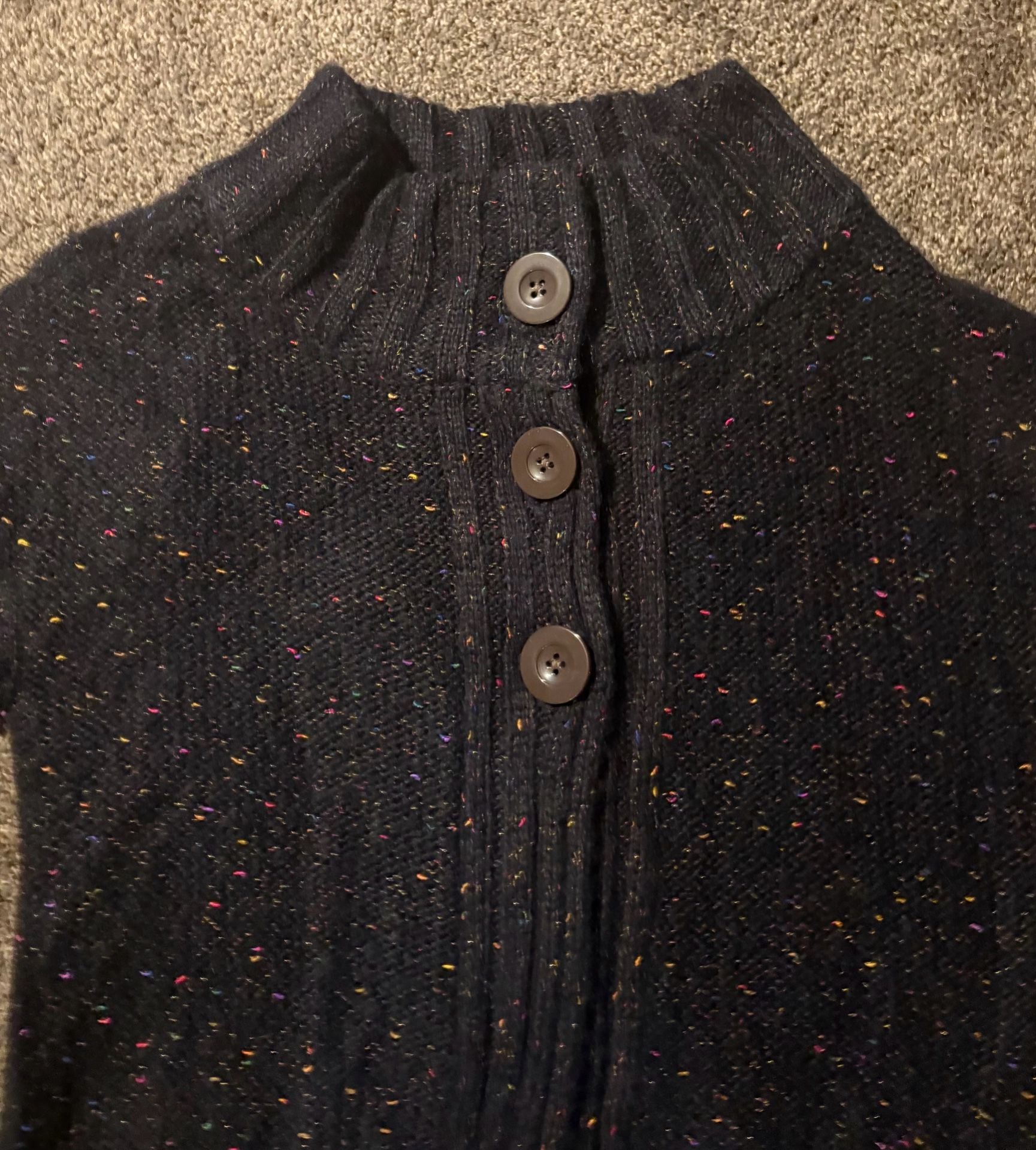 Decree Cardigan Sweater Size XL/XG Black Multicolor Speckled Short Sleeve 6