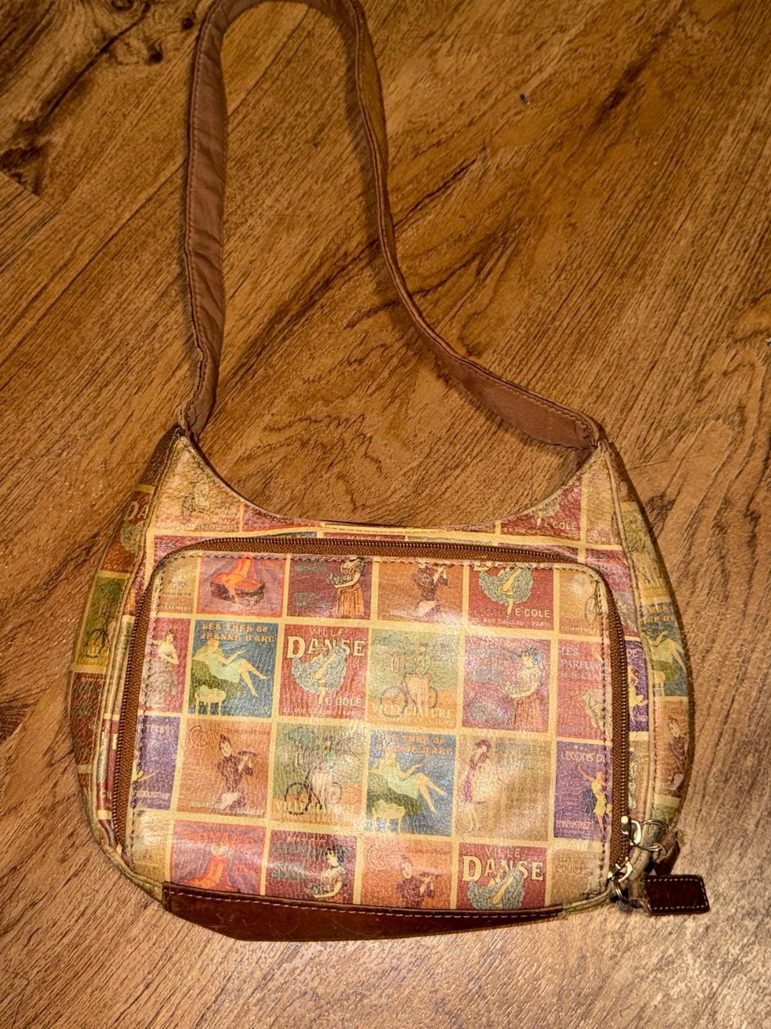 Fossil Coronado Vintage Travel Print Leather Shoulder Bag Multi 2