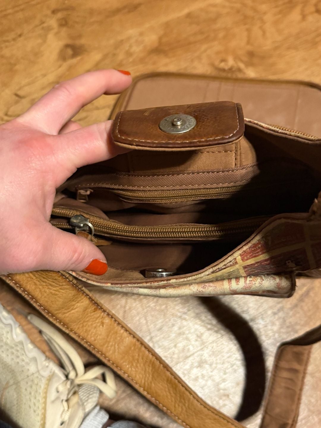 Fossil Coronado Vintage Travel Print Leather Shoulder Bag Multi 4