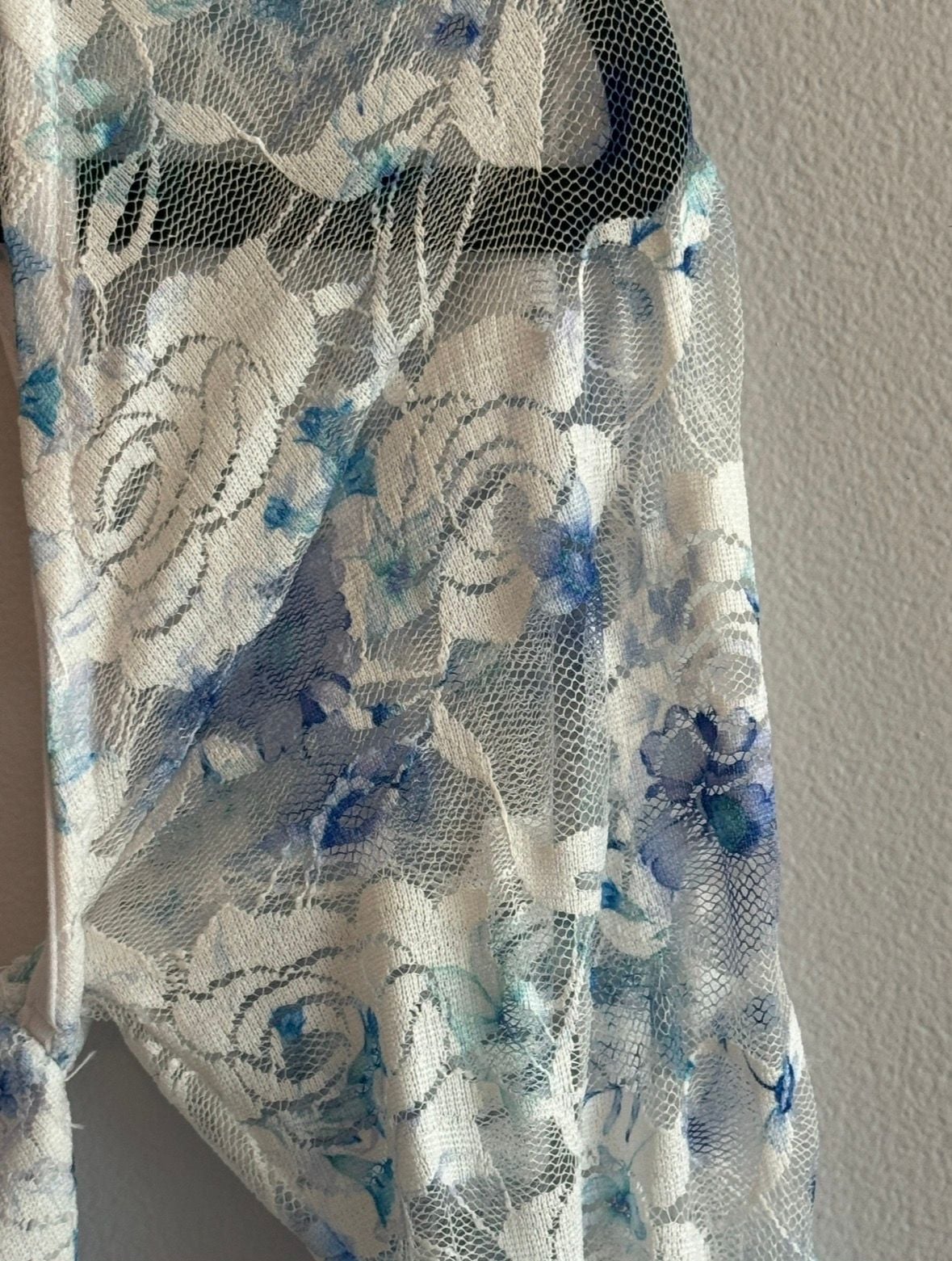 Windsor Floral Lace Crop Top Size M White Blue 3