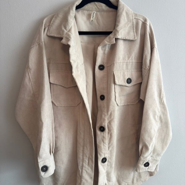 Znana Corduroy Shacket Size M Beige Oversized Button Down Jacket
