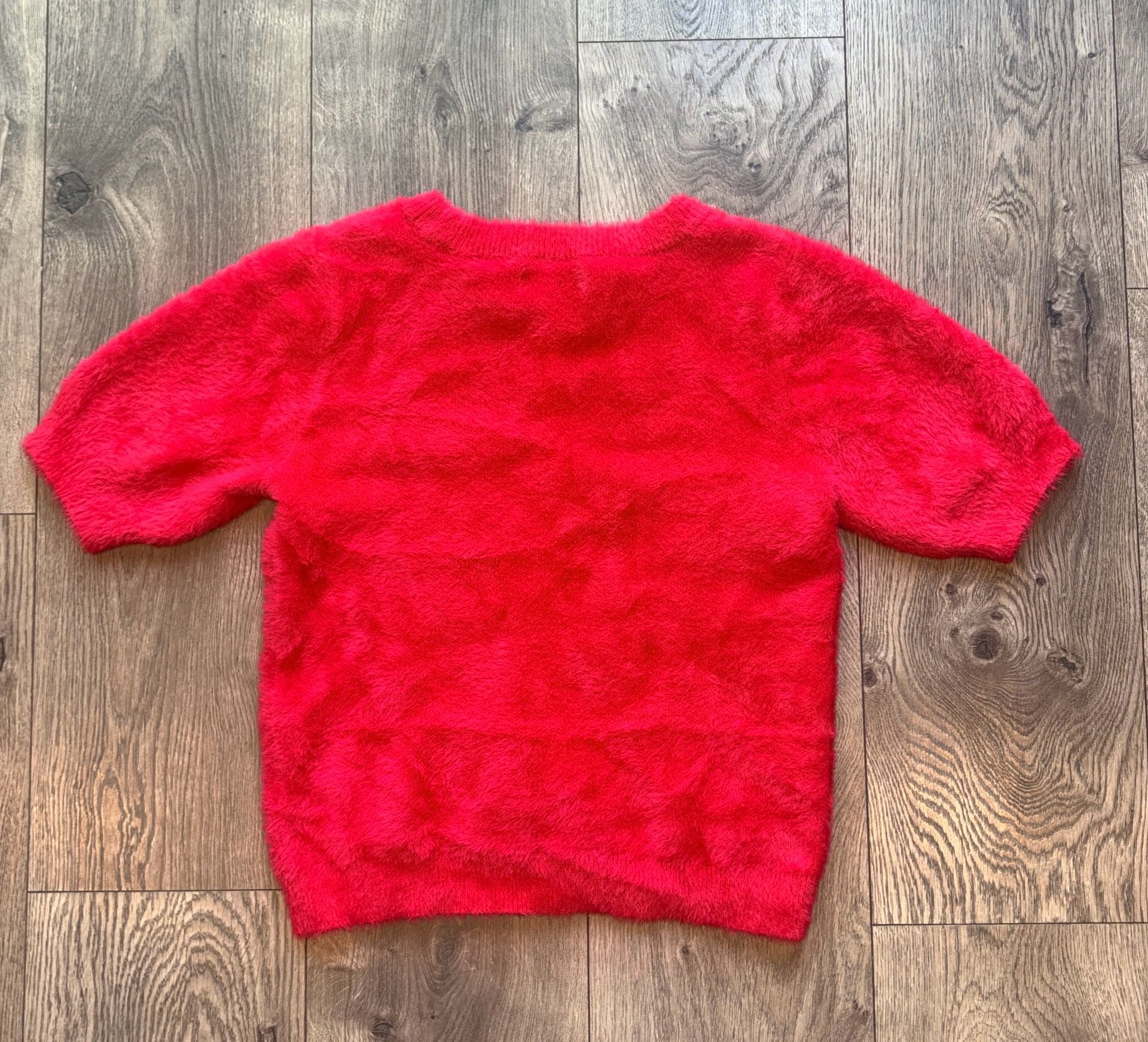 Bailey 44 Fuzzy Knit Sweater Size XS Red Short Sleeve 3