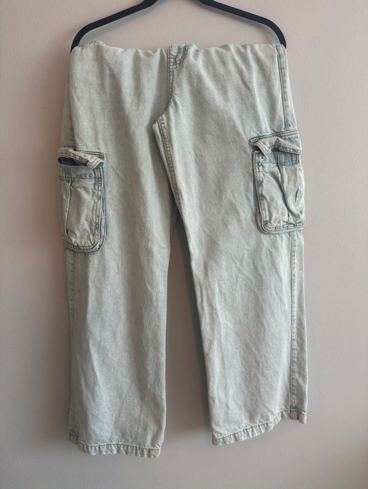 Aeropostale Baggy Wide Leg Cargo Size 8R Light Wash Jeans 7