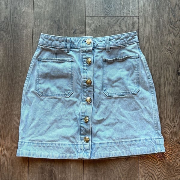Free Assembly Women's Button Front Denim Mini Skirt, Sizes 0