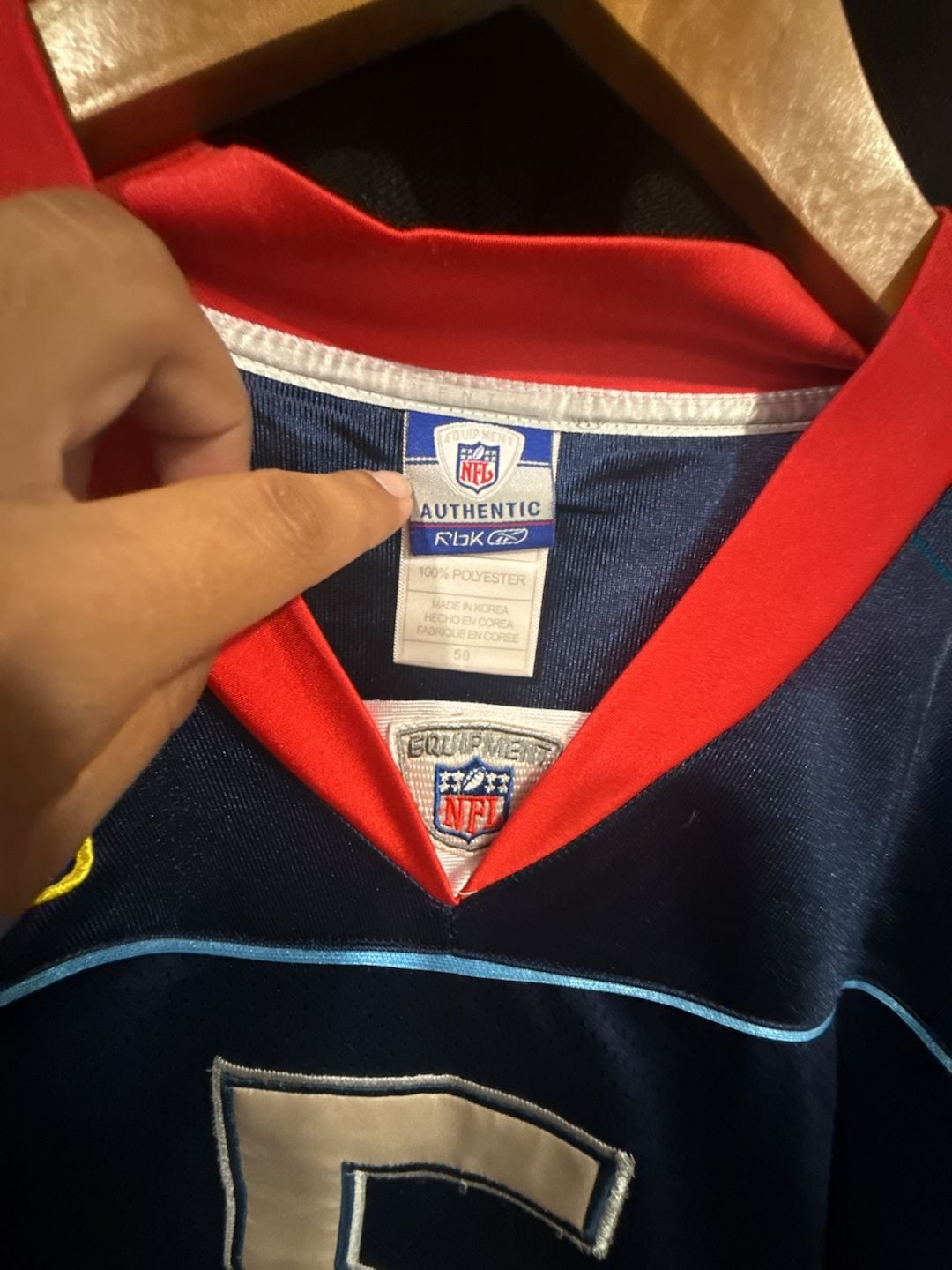 Reebok Edwards Football Jersey Size 50 Blue #5 3