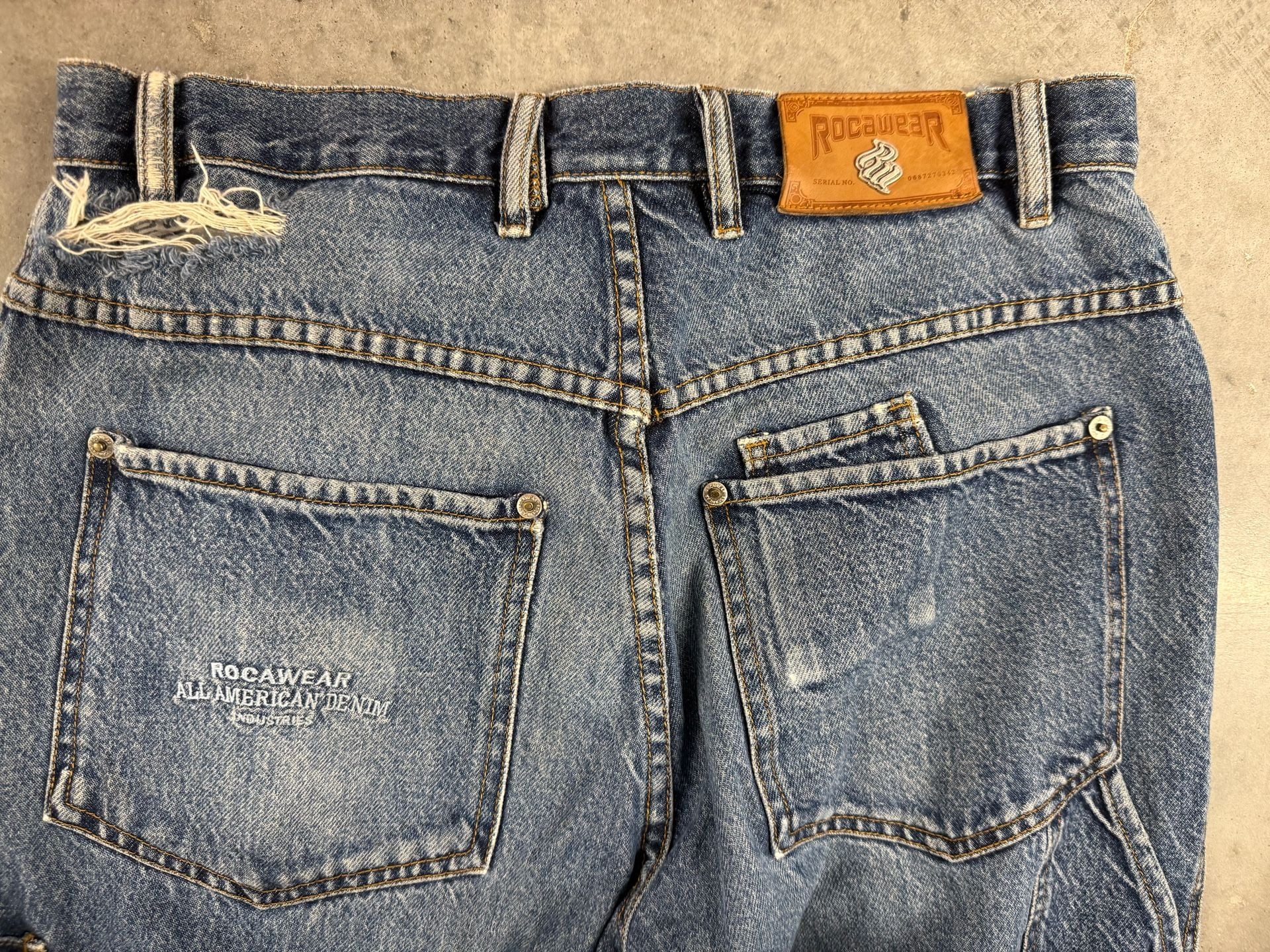 Rocawear Carpenter Jeans Size 34 Blue Cotton Denim Distressed Y2K 6