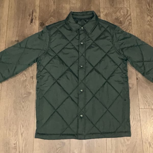 Old Navy Quilted Jacket Mens Size XS Green Water-Resistant Snap Front