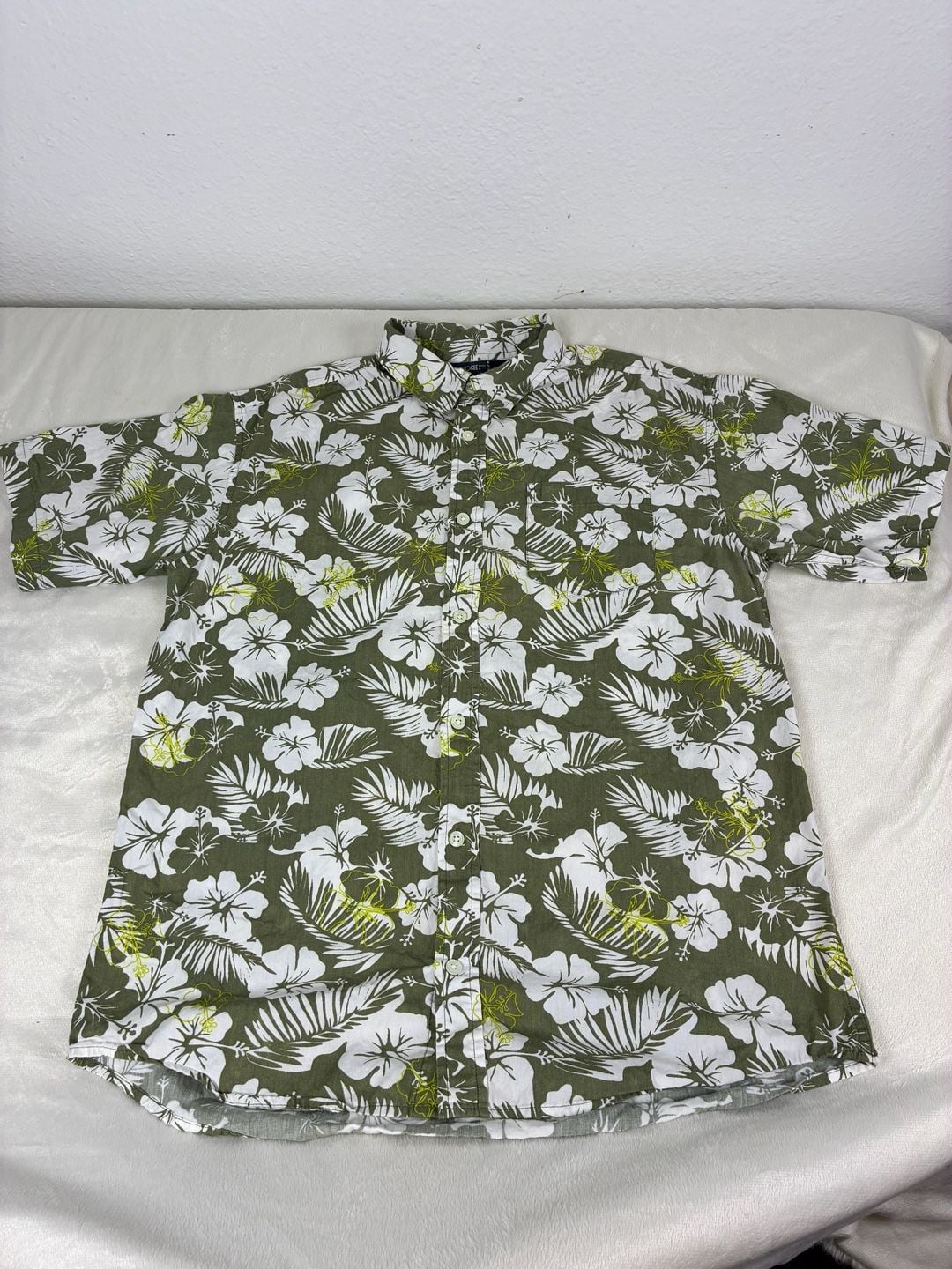 Cherokee Floral Short Sleeve Shirt Size XL 14/16 Green Tropical 3