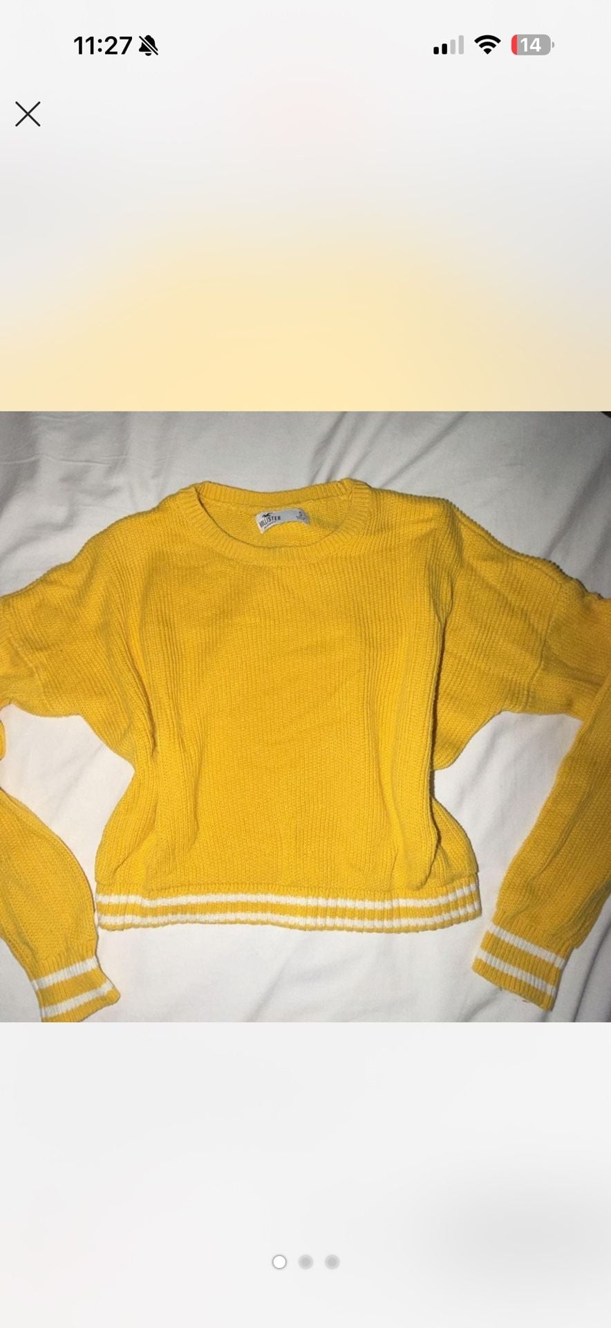 Hollister Sweater Size S Yellow Knit Pullover 2