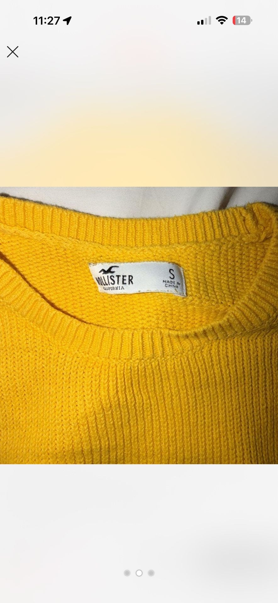 Hollister Sweater Size S Yellow Knit Pullover 3