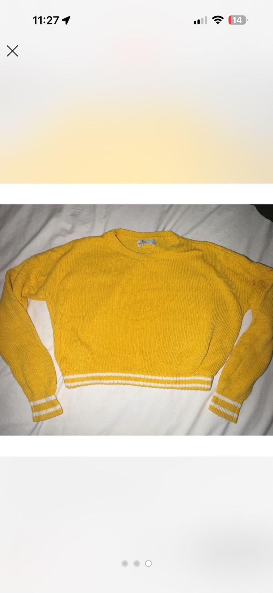 Hollister Sweater Size S Yellow Knit Pullover 4