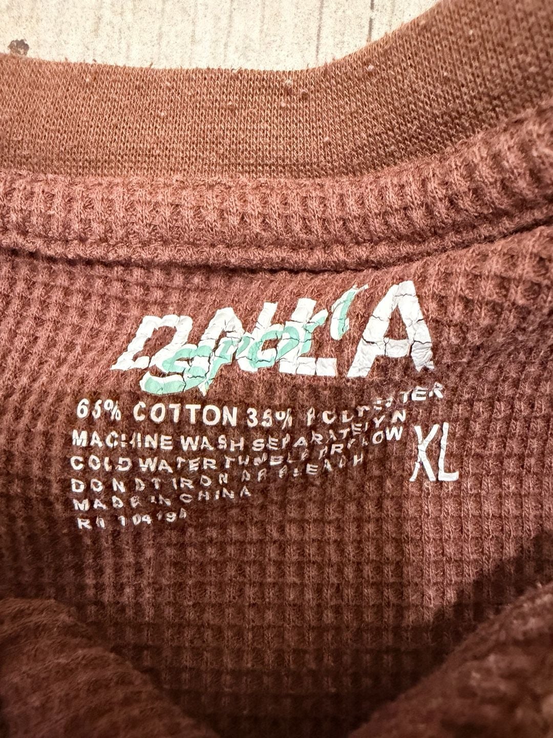 Dahlia Thermal Henley Size XL Brown Waffle Knit Long Sleeve 5