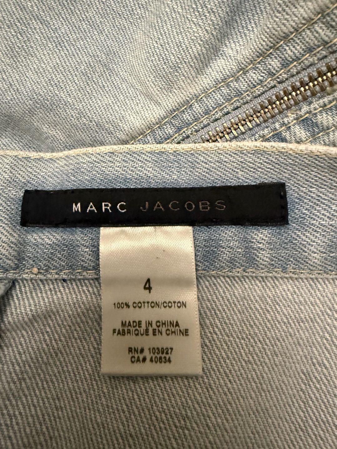 Marc Jacobs Ruffled Denim Skirt Size 4 Light Wash Cotton Zip Detail 3