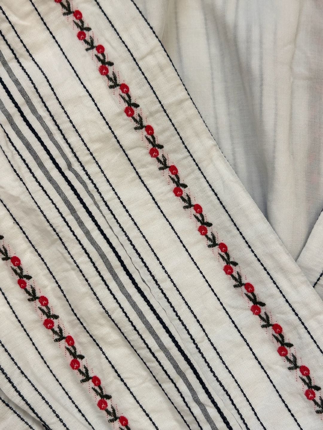 Draper James Smocked White Stripe Cherry Embroidered Peplum Blouse NWOT coquette 5