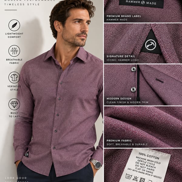 Hammer Made Purple Button Down Shirt Size 42/16.5 Cotton