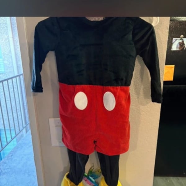 Disney Mickey Mouse Costume Size 18-24M Black Red